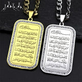 Regal Rhinestone Crowned Quran Medallion Necklace