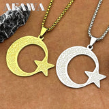 Celestial Star & Crescent Moon Quran Amulet Necklace