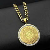 Sacred Quran Crystal Halo Medallion Pendant Necklace