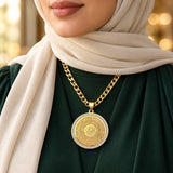 Crystal halo Quran medallion necklace lifestyle
