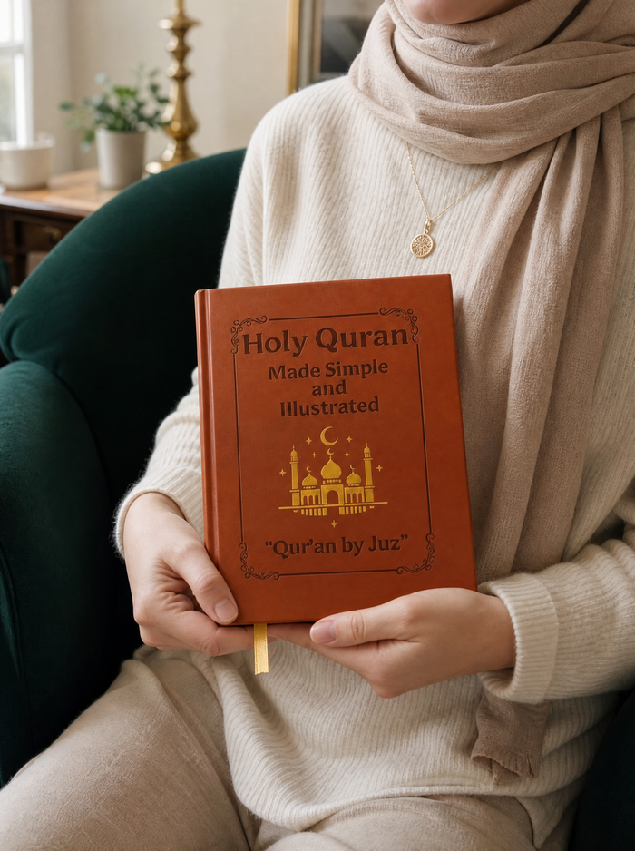 Journey to the Quran illustrated guide held in a reading corner