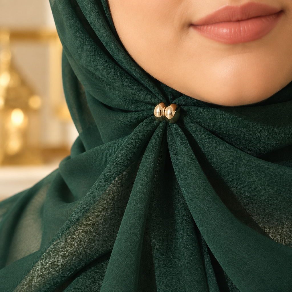 Pinless Hijab Magnets securing a scarf