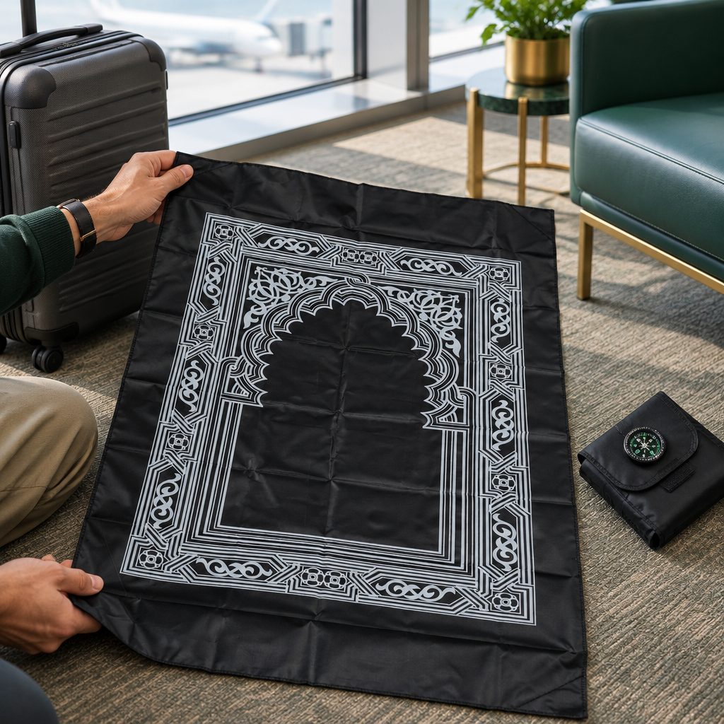Travel Prayer Mat being unfolded