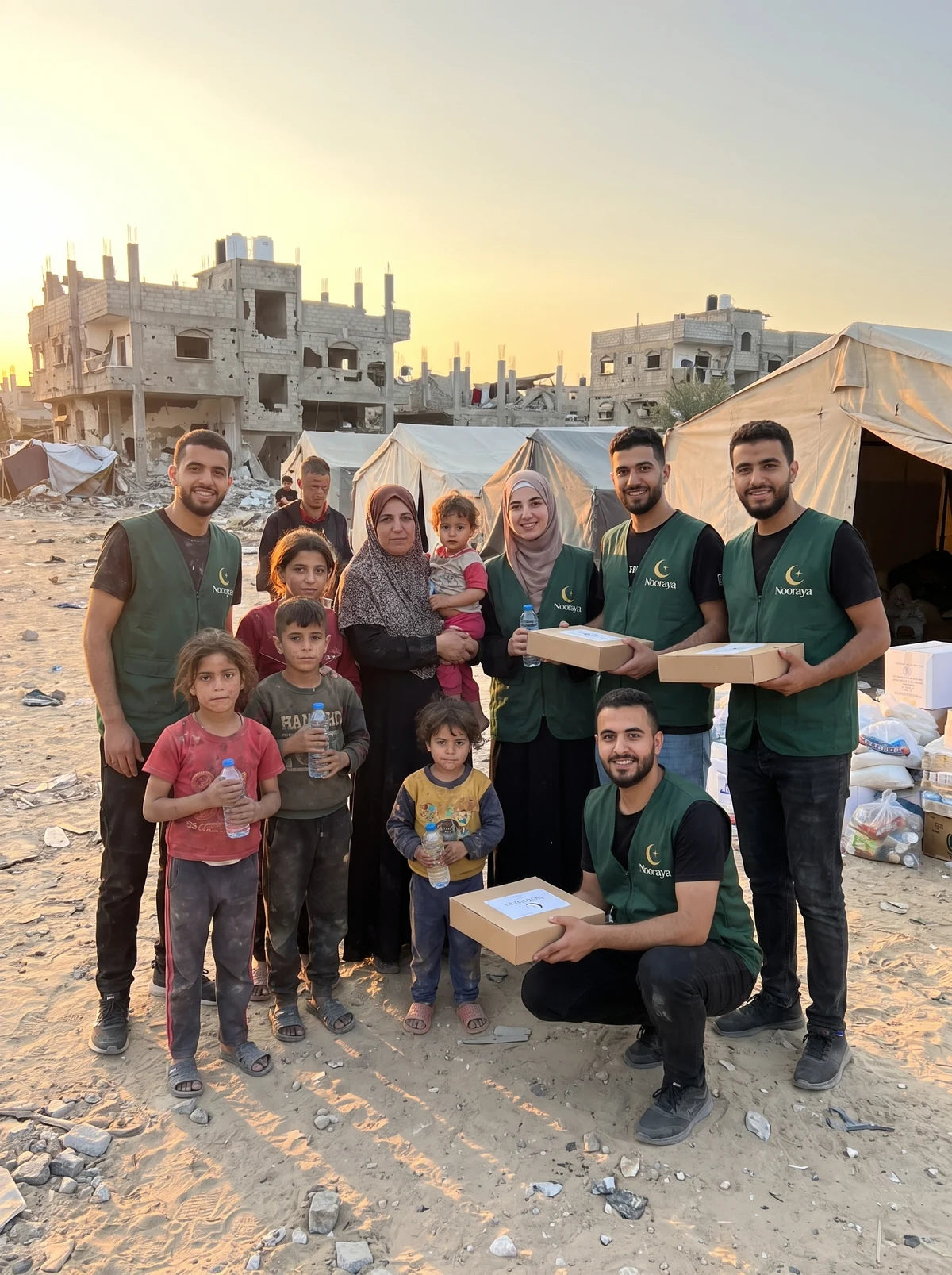 Nooraya volunteers with children and families in Gaza